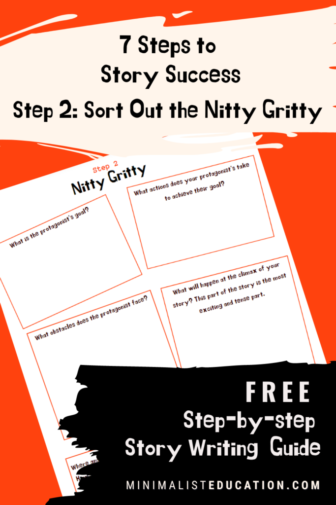 Step by step writing guide. Free Step 2- plan the story details worksheet.