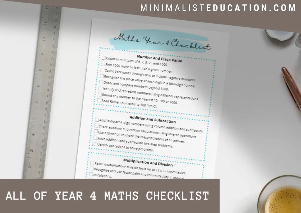 year 4 maths checklist